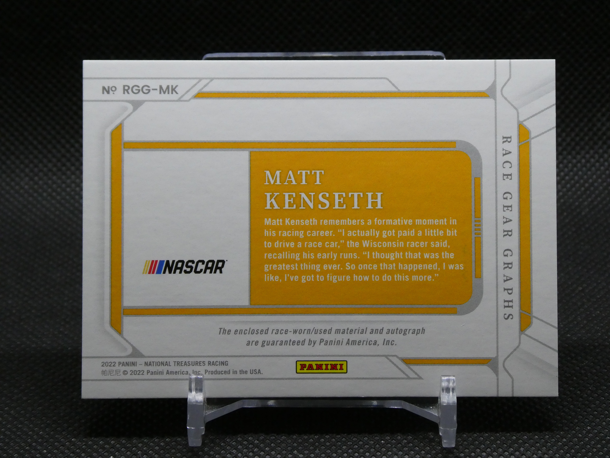 Panini NASCAR card box featuring Matt Kenseth with orange and gray design and NASCAR logo on the left