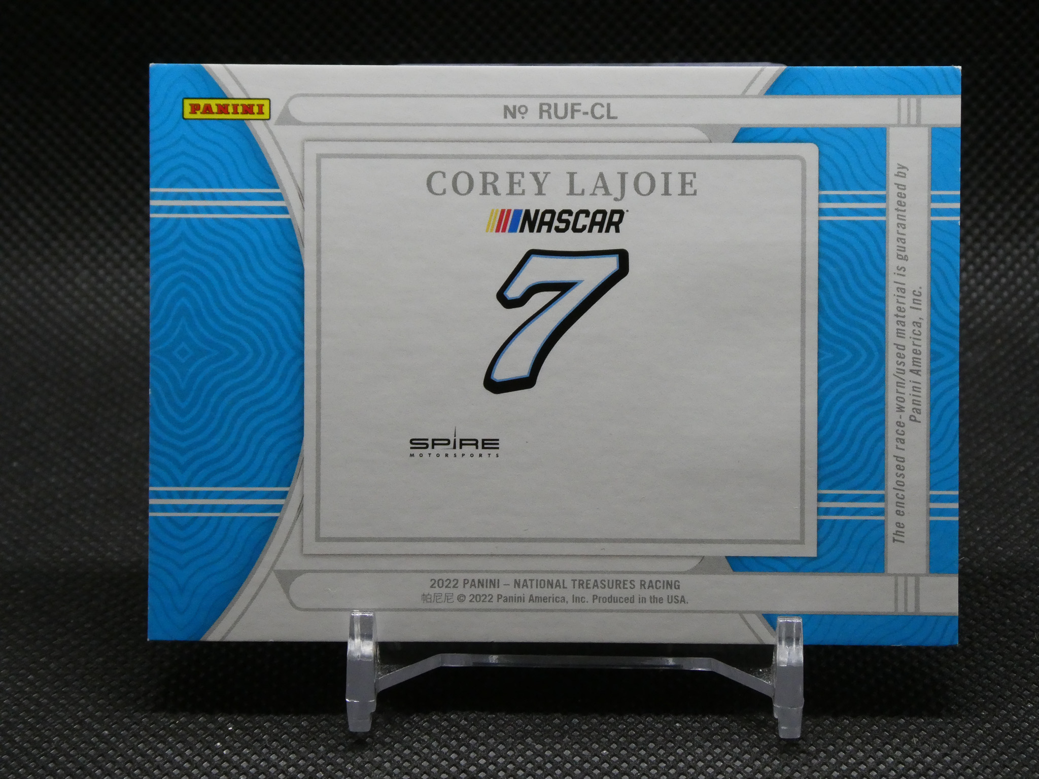 Panini NASCAR trading card box featuring Corey LaJoie and the number 7