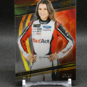 Limited edition trading card featuring Danica Patrick in a red and white racing suit with sponsor logos.