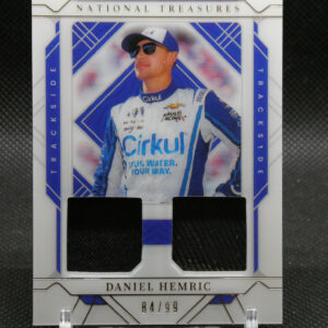 Trading card portrait of NASCAR driver Daniel Hemric in a white-blue frame reading 84/99 at the bottom.