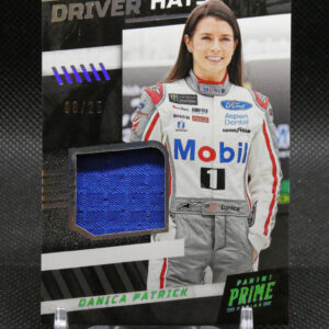 Promotional poster of race car driver Danica Patrick in a white Mobil Ford racing suit with sponsor logos.