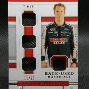 Poster featuring NASCAR driver Brad Keselowski in racing suit beside a tire display, titled 'Brad Keselowski' with 'TIRES' branding and sponsor logos