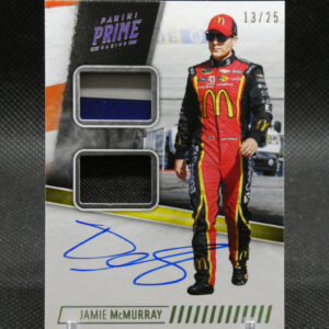 Jamie McMurray autographed Panini Prime Racing trading card, driver in red suit with McDonald's logo.