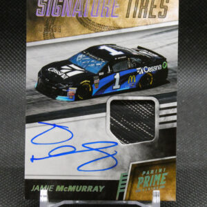 Signed trading card featuring a black-blue race car with number 17 and sponsor logos, incl. Cessna and McDonald's, autographed with blue ink by Jamie McMurray