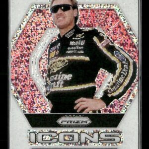 Trading card featuring Rusty Wallace in a black racing suit, posing with hand on hip against a holographic pink background and the name ‘RUSTY WALLACE’ beneath.